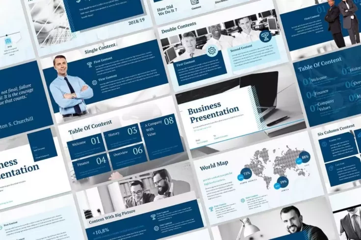 View Information about Blue Business Corporate PowerPoint Template