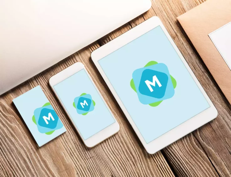 View Information about Business Card & Apple Devices Mockup