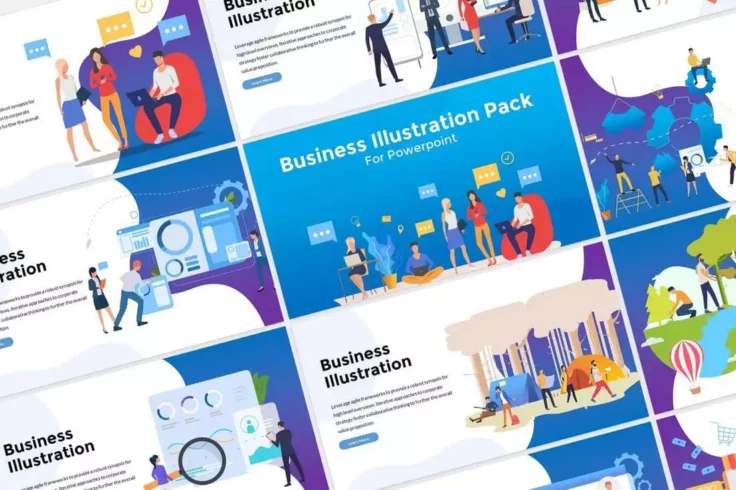 View Information about Business Illustration Modern Colorful PowerPoint Template
