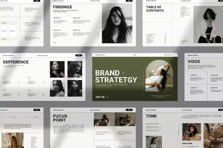 View Information about Clean Brand Strategy Presentation Template