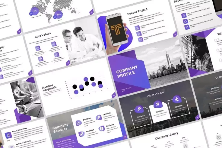 View Information about Clean Company Profile Presentation Template