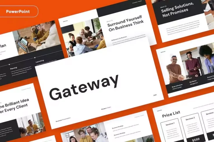 View Information about GATEWAY Clean Business Pitch PowerPoint Template