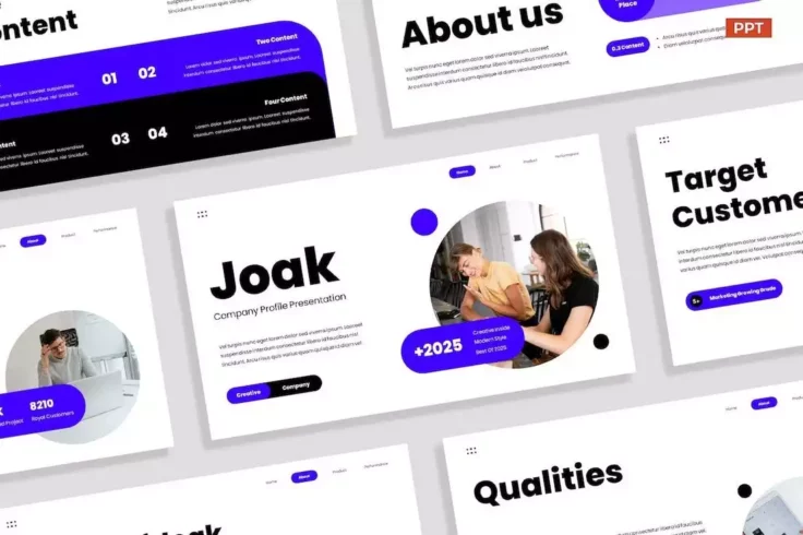 View Information about Modern Circle Clean Company Profile PowerPoint Template