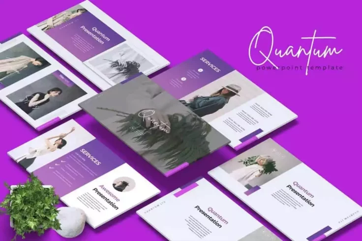 View Information about QUANTUM Company Profile PowerPoint Template