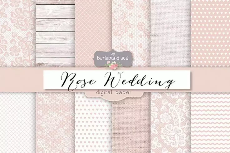 View Information about Rose Pale Wedding Digital Paper Backgrounds