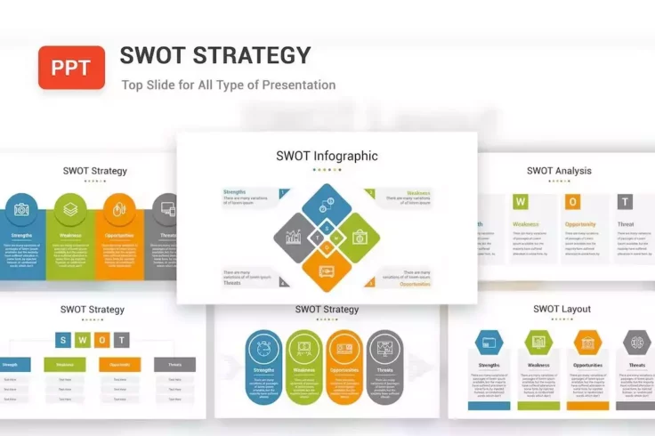 View Information about SWOT Strategy PowerPoint Infographics Template
