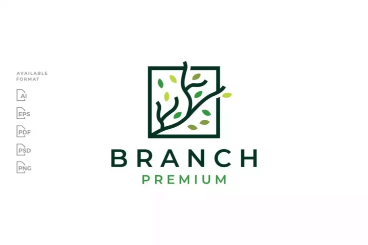 View Information about Tree Branch Square Simple Logo Template