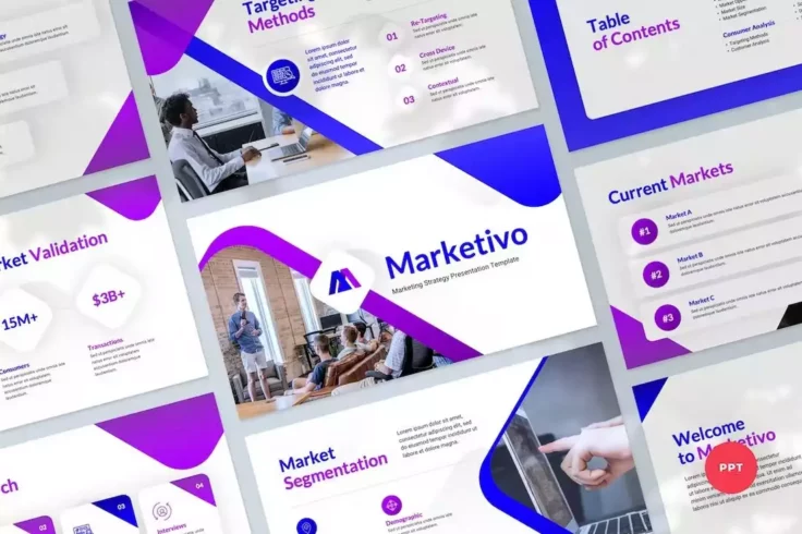 View Information about Trendy Marketing Strategy PowerPoint Template